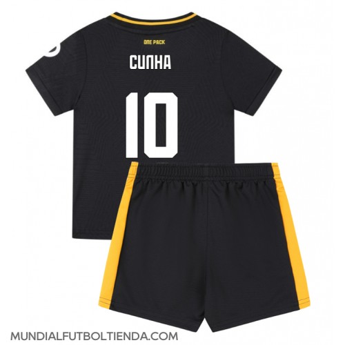 Camiseta Wolves Matheus Cunha #10 Segunda Equipación Replica 2024-25 para niños mangas cortas (+ Pantalones cortos)